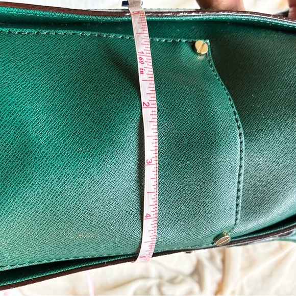 Isaac Mizrahi Green Leather Tote Bag – Structured Satchel Purse - Picture 10 of 12